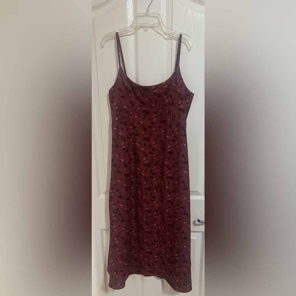 Women’s‎ GM Studio Pink Floral Corduroy Slip Midi Cottagecore Y2K Dress Small.